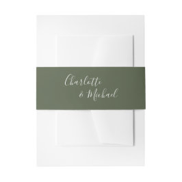 Bandeau De Faire-part Script de signature vert olive simple