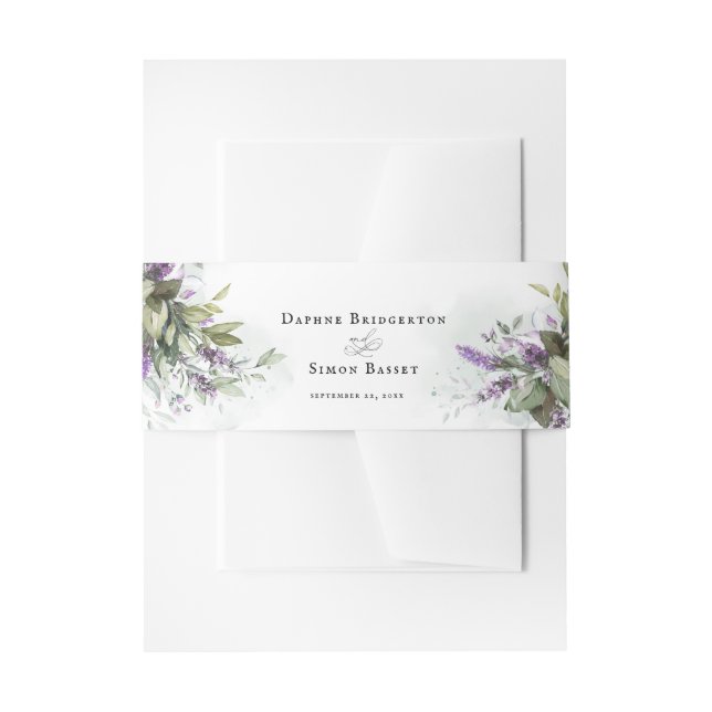 Bandeau De Faire-part Script minimaliste Lavender Green (Devant example)