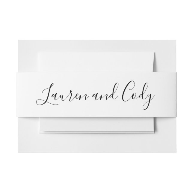 Bandeau De Faire-part Script moderne blanc et noir (Devant Example)