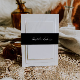 Bandeau De Faire-part Script moderne Mariage noir et blanc