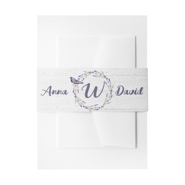 Bandeau De Faire-part Serre De Lavande mariage Sur Bois Blanchi (Devant example)