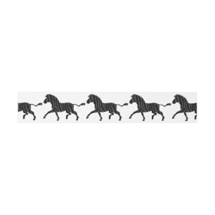 Bandeau De Faire-part Silhouette d'impression noir et gris Zebra