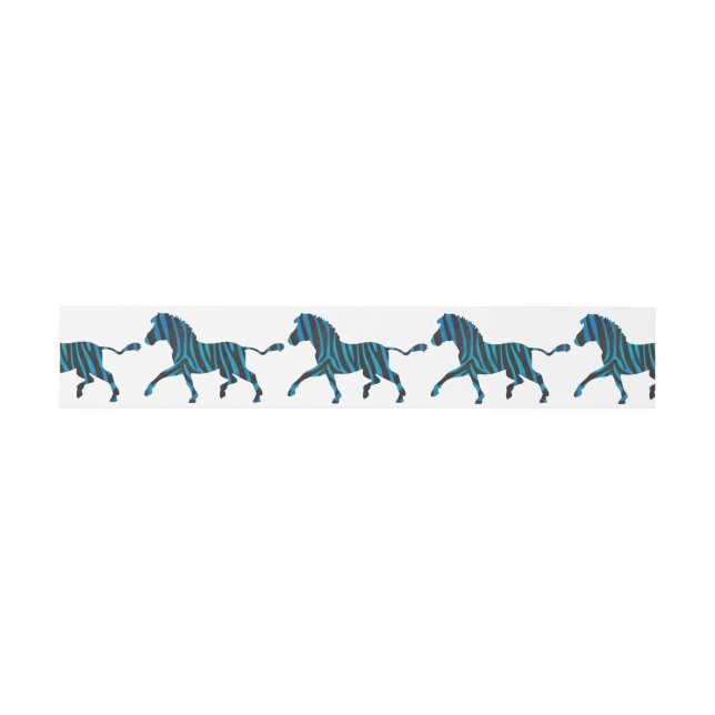 Bandeau De Faire-part Silhouette noire et bleue Zebra (Plat)