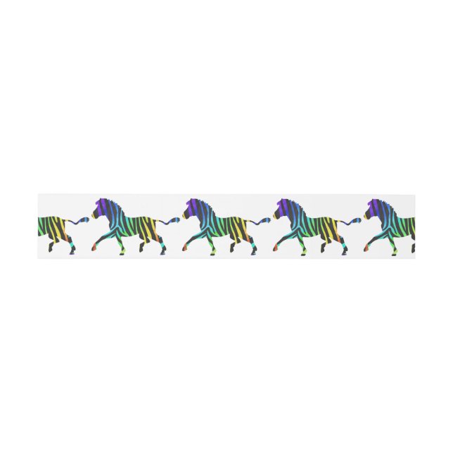 Bandeau De Faire-part Silhouette Zebra noir et arc-en-ciel (Plat)