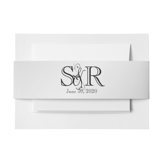 Bandeau De Faire-part Silver Elegance Mariage Belly Band (Devant Example)