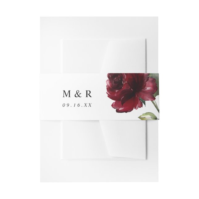 Bandeau De Faire-part Simple aquarelle Deep Red Flower Monogramme (Devant example)