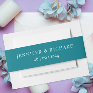 Bandeau De Faire-part Simple Classique Turquoise Turquoise Blanc Typo