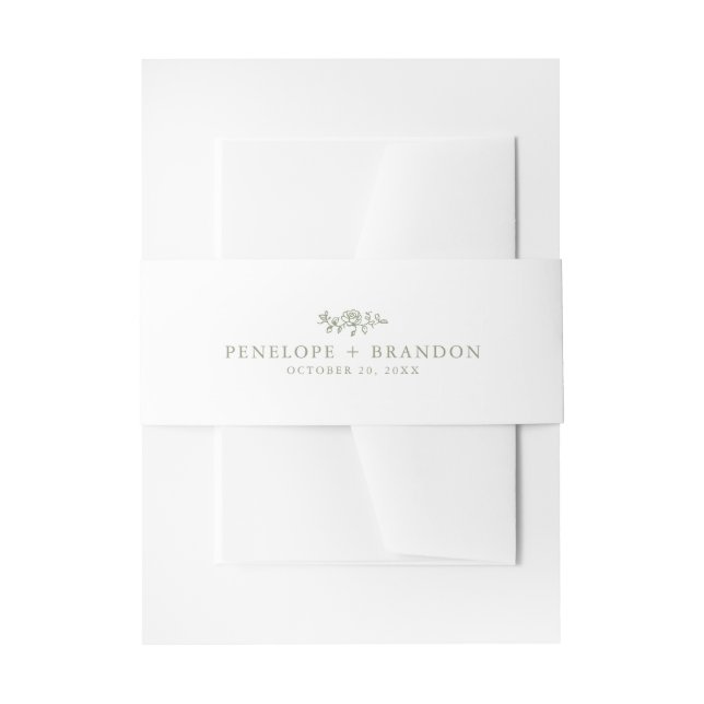 Bandeau De Faire-part Simple Delicate Floral Timeless Sage Mariage vert (Devant example)