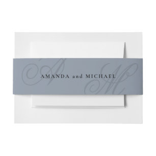 Bandeau De Faire-part Simple Dusty Blue élégant Mariage Monogramme