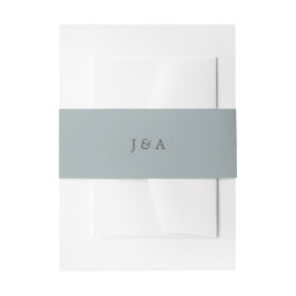 Bandeau De Faire-part Simple Élégant Monogramme Dusty Blue