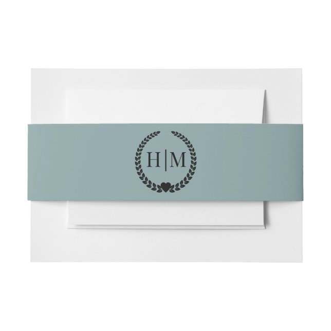 Bandeau De Faire-part Simple Minimalist Misty Sage Blue Monogram (Devant Example)