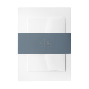 Bandeau De Faire-part Simple minimaliste Monogram Navy Mariage Belly Ban