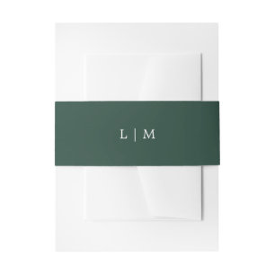 Bandeau De Faire-part Simple Monogramme Vert Forêt Élégant Mariage