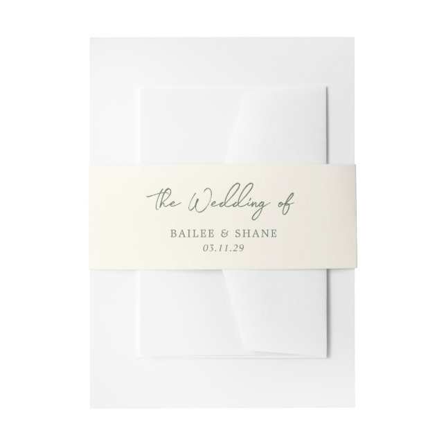 Bandeau De Faire-part Simple Olive Green Mariage moderne (Devant example)