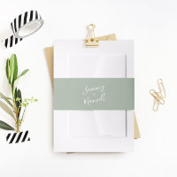 Simple Sage Green Invitation Belly Band