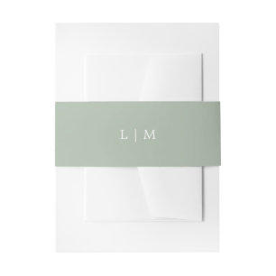 Bandeau De Faire-part Simple Vert Sauge Monogram Mariage Élégant