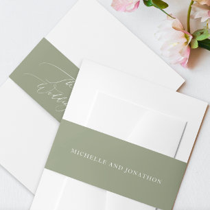 Bandeau De Faire-part Simple White Sage Moderne Mariage de calligraphie