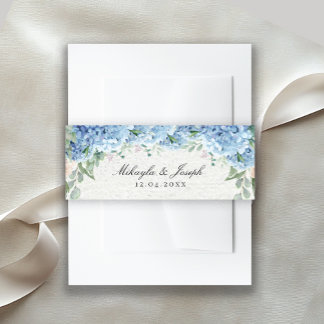 Bandeau De Faire-part SINI Blue Hydrangea Invitation Belly Band