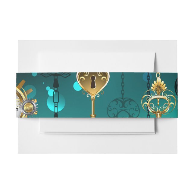 Bandeau De Faire-part Skeleton Keys on Green Background (Devant Example)