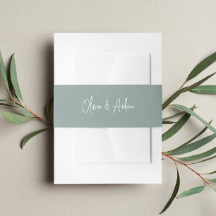Bandeau De Faire-part Solid Eucalyptus Handwritten Script Wedding
