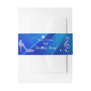 Bandeau De Faire-part Sparkle Heels Blue Disco Ball Anniversaire