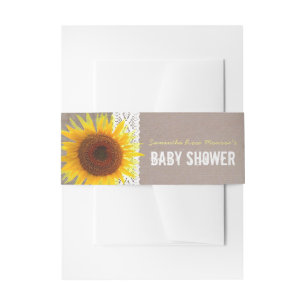 Bandeau De Faire-part Sunflower Burlap & Crochet Lace Baby shower