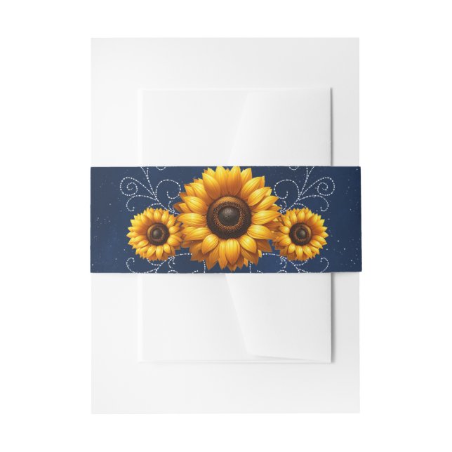 Bandeau De Faire-part Sunflower Sparkle Blue Rustic Glam Mariage (Devant example)