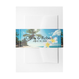 Bandeau De Faire-part Sunshine Beach Palm Trees Plumeria Mariage