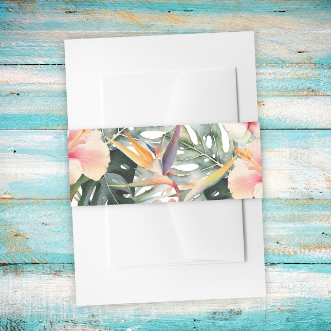 Bandeau De Faire-part Superbe aquarelle Mariage botanique tropical (Créateur téléchargé)