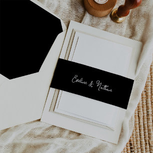 Bandeau De Faire-part Sweet et Whimsical Simple Noir MARIAGE