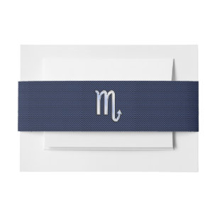 Bandeau De Faire-part Symbole Zodiac Scorpio marine bleu en fibre de car