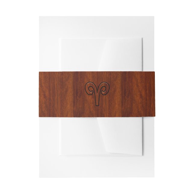 Bandeau De Faire-part Symbole Zodiaque d'Aries moderne sur l'acajou comm (Devant example)