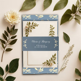 Bandeau De Faire-part Symphonie florale intemporelle en Mariage bleu