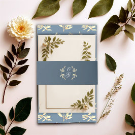 Bandeau De Faire-part Symphonie florale intemporelle en Mariage bleu