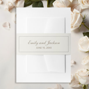 Bandeau De Faire-part Tan Cream moderne Script Mariage Bande de ventre