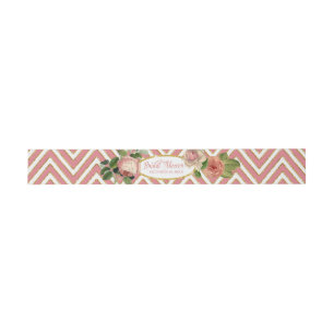 Bandeau De Faire-part Tea Party Fête des mariées Chevron Stripes Rose