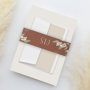 Bandeau De Faire-part Terracotta Mariage Monogramme Floral Personnalisé