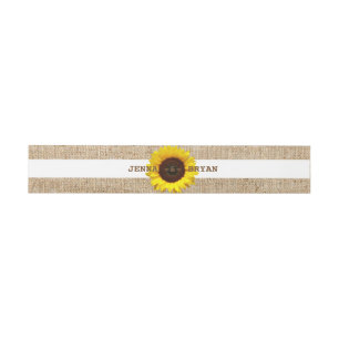 Bandeau De Faire-part Toile de jute personnalisée de tournesol rustique