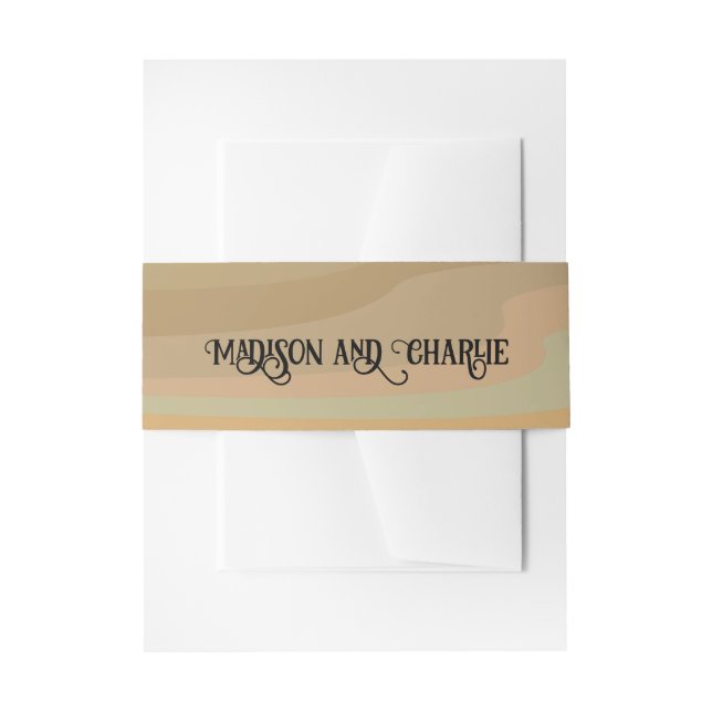 Bandeau De Faire-part Tourbillons rétro Earthtone Mariage simple (Devant example)