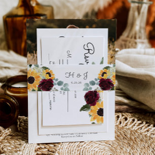 Bandeau De Faire-part Tournesol et Mariage russe Rose