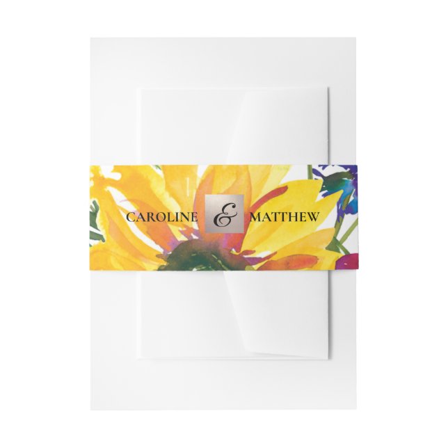 Bandeau De Faire-part Tournesol | FLEUR SAUVAGE | Mariage Rustique d'été (Devant example)