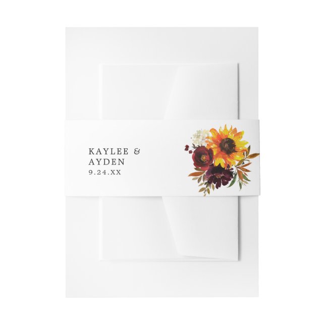 Bandeau De Faire-part Tournesol rustique, Bourgogne et fleurs violettes  (Devant example)