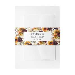 Bandeau De Faire-part Tournesol Rustique & Bourgogne, Floral Violet