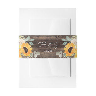 Bandeau De Faire-part Tournesol Rustique Grange Mariage en bois