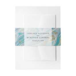 Bandeau De Faire-part Turquoise & Gold Marble Swirl Agate Mariage de géo