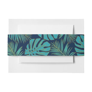 Bandeau De Faire-part Turquoise tropical, monstère marine, palmier feuil