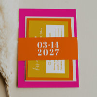 Typographie en gras Faire-part de mariage orange