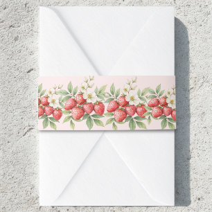 Bandeau De Faire-part Une fraise douce et sucrée en fleurs