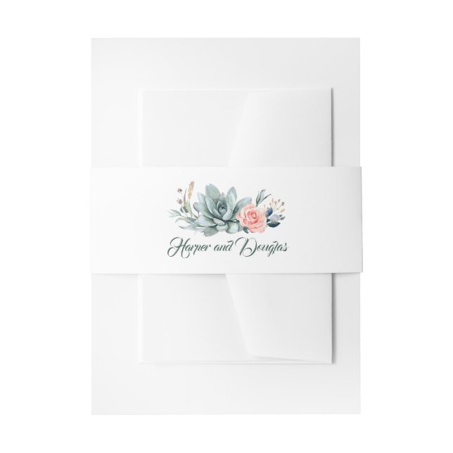 Bandeau De Faire-part Une verdure succulente et une fleur rose pâle (Devant example)