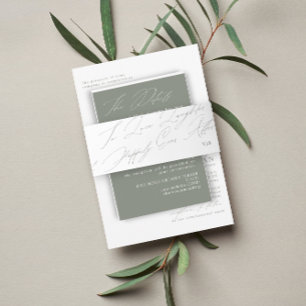 Bandeau De Faire-part Unique Green Sage Love Rire Monogramme Mariage